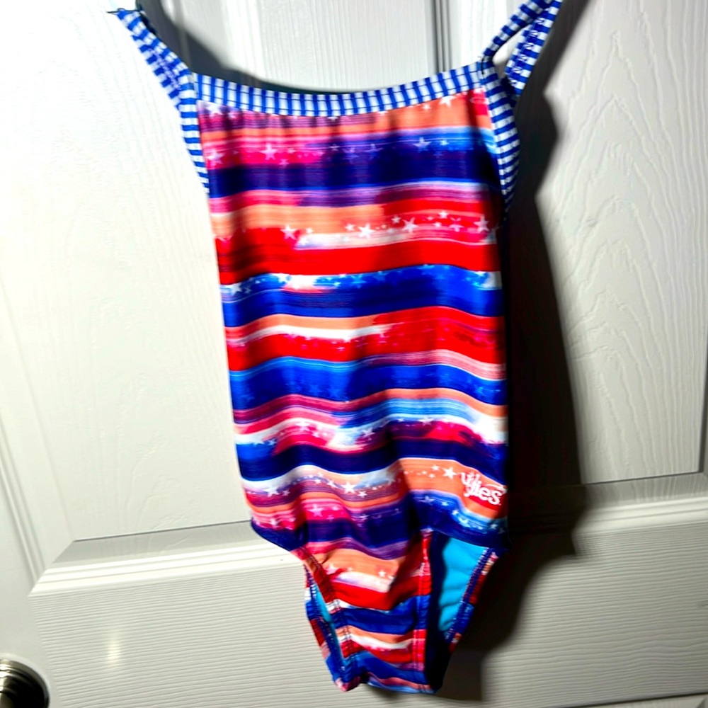 Like new Dolphin Uglies One Piece Gorls Swimsuit/ Bathing Suit 4th July theme